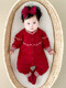 WONST baby clothes, autumn and winter knitted jumpsuit, baby girl one month old, red sweater for one hundred days, burgundy jumpsuit, model headband and socks not included, 59cm #recommendation 5-10Jin Jin is equal to about 0.5kg#