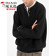 Woodpecker (TUCANO) American retro design casual Henry collar sweater for men and women loose autumn couple lazy pullover top black high quality M