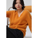 Xingshi WeTHEE cashmere wool small brushed orange orange forest green V-neck warm pullover sweater winter forest green one size
