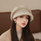 Autumn and winter beret women's velvet warm ear protection small head circumference octagonal hat Korean version versatile fashion plush peaked cap beige