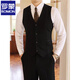 ROMON Haute Couture Suit Vest Men's Suit Korean Slim Solid Color Work Wear Vest Wedding Groomsmen Clothing Brother's Outfit Dark Gray (Single Vest) Free Bow Tie 2XL