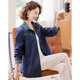 Paste denim shirt 2025 autumn new embroidered lapel middle-aged and elderly women's casual shirt navy blue 2XL