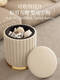 Fantasy Minimalist Shoe Changing Stool Home Door Sofa Stool Leather Stool Small Stool Round Stool Dressing Table Cosmetic Stool Foot Low Stool Upgraded Storage Style Off-White Velvet - Delivered to Home Thick Skin Friendly Breathable Sponge Soft