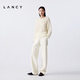 LANCY mohair silk 25 winter new relaxed cable knit sweater women's round neck off-shoulder sweater off-white 2XL