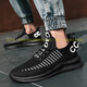 TOP GLORIAPS Холстовая обувь Мужская тонкая обувь Мужская дышащая легкая мягкая подошва Модная обувь Летающая ткань Холст Повседневная спортивная обувь с сеткой C105/Черный 39