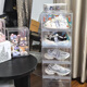 Sailotou's new handmade diy shoe box with stickers, six-sided transparent PET side opening, high-looking ins shoe storage box, Laicai shoe box - 4 pcs