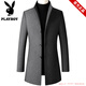 Playboy windbreaker jacket men's mid-length high-end autumn and winter 2025 woolen business woolen lapel trend new model High quality - 20 gray mid-length style Loss processing 2XL 125-140Jin Jin equals 0.5 kg