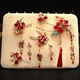 New Chinese style red tassel headdress bride Xiuhe suit ancient style toasting suit wedding hair accessories full set of hair accessories ear clips