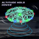 Neues intelligentes UFO-Flugzeug mit fliegender Untertasse, Induktionsflugzeug, gestengesteuertes vierachsiges Drohnen-Kinderspielzeugflugzeug, cyanfarbenes UFO + Fernbedienung + Uhrenfernbedienung (coole Lichter)