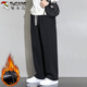 Woodpecker (TUCANO) pants men's casual pants men's winter style plus velvet thick style loose straight all-match sports pants black XL