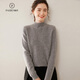 Pash autumn and winter curled half turtleneck thickened solid color cashmere sweater for women 35% cashmere simple base sweater SH-352 high-grade gray L