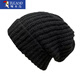Woodpecker hat men's winter large head circumference knitted hat men's warm woolen hat trendy winter pile hat men's cold hat cotton hat (solid color) black one-size-fits-all elastic (no need to choose head circumference)