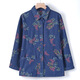 Middle-aged mother's spring and autumn clothing shirt jacket middle-aged and elderly women's printed denim top grandma's summer large size denim blue L (recommended 100Jin Jin equals within 0.5 kg)