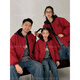 Jiaojing family of three parent-child clothing winter cotton clothes New Year red winter casual hooded four mother and son mother and daughter style warm and burgundy Korean version style 140 Height 135-145cm/Weight 50-60 Jin Jin is equal to 0.5 kg
