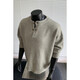 Knitted Sweater Large Size Henley Collar Sweater Men's Lazy Style Bottoming Sweater Jacket Black 3XL