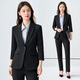 Chen Fu business suit suit for women, fashionable white-collar suit jacket, temperament goddess style commuting interview formal work clothes, navy suit + gray shirt + big leg pants L recommended 100-110 Jin Jin equals 0.5 kg