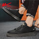 Pull back casual shoes men's trendy versatile leather panel shoes men's outdoor comfortable men's shoes 0579 black 42