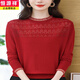 Hengyuanxiang autumn and winter versatile new 100% pure wool bottoming shirt for women thin round neck temperament lace splicing knitted top for women gray XL recommended 120-129 Jin Jin equals 0.5 kg Free shipping insurance