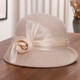 Hanqing Mid-summer French style silk linen bow woolen fisherman hat for women autumn and winter fashion Hepburn wind basin hat elegant curling ceremony off-white m (56-58cm)