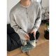 Zhiwei gray American Henry collar sweater men's autumn and winter high-end lazy style bottoming sweater cleanfit inner layer light gray XL
