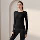 One-piece knitted autumn and winter sports long-sleeved round neck slimming fitness wear running Pilates top yoga wear T-shirt pink L