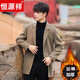 Hengyuanxiang winter woolen suit top men's thickened coat Korean style loose woolen woolen high-end suit men's woolen coat brown high-end quality 2XL recommended 140-155Jin Jin equals 0.5 kg