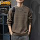 JEEP Jeep sweater men's winter high-end warm sweater men's inner layering shirt men's floral brown XL