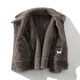 Falling retro leather jacket men's winter fur one-piece suede lamb hair plus velvet thickened motorcycle jacket retro gray M