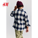 H&M children's clothing children's boys' shirt spring new red New Year's greetings New Year's shirt jacket 1163548 gray/checkered 110 110/60 (4-5Y)