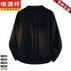 Hengyuanxiang Gray Thick Thread Henley Collar Sweater Men's Autumn Trendy Brand Lazy Twist Knit Sweater American High Street Layer Bottoming Shirt Black M