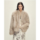 Fu Zhien's fashionable O'Neill, fashionable, exquisite and elegant, two-color wrap-around stand-up collar, dropped shoulders, short fox fur coat, soft rice coffee - stand-up collar. Finnish sagafurs fox fur S