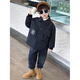 G.DUCKKIDS Boys' Cotton Jacket Autumn and Winter Thickened Handsome Little Boy Baby Padded Top Trendy and Cool Children's Work Jacket Black 120 cm Recommended height 110-120cm5-6 years old