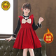G.duck Girls Dress 2026 Autumn and Winter New Medium and Large Children's Sweater Thickened Two-piece Skirt Western Style Princess Dress Velvet Tank Top + Sweater Two-piece Set Including Hairpins 110 cm Suitable for 100-110cm Age 4-5 Years Old Recommended