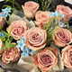 Flowers delivered in the same city, cappuccino rose bouquet, birthday gift, flowers for girlfriend, best friend and boyfriend, flower delivery from flower shop, milk foam branding | 11 cappuccino roses and blue star flower mixed bouquet