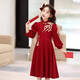 Disney (Disney) girls Chinese style velvet dress 2025 new style red girl princess skirt thickened New Year's greeting dress Chinese style dress without velvet 140