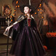 Xiaokayinon Halloween children's costume girl cosplay witch dress up girl little devil masquerade performance dress Halloween black and purple costume + hat + shawl 150
