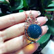Yuze Natural Dominican Blue Amber Pendant Necklace S925 Silver Ring 3A Purified Water High Blue Earrings Blue Amber Set Women's Ring 14mm