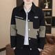 New spring and autumn lapel tops, fashionable casual stitching, handsome middle-aged jackets CSqy workwear lapel jackets jd black 2XL recommended 135-150Jin Jin equals 0.5 kg