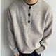 POUM gray American retro Henry collar sweater men's winter lazy style high-end knitted sweater cleanfit jacket TCFS-587 gray M
