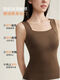 Herbal primary color liquid foundation thermal vest for women with breast pads, no-wear bra for autumn and winter, suspender underwear for women, coffee color ++ coffee color two pieces, great value discount, shaping and keeping warm all year round M