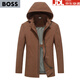 BOSS Men's Casual Jacket 2025 New Spring and Autumn Thin High-end Men's Hooded Jacket No Ironing Brown Ka L 175