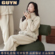 GUYN Antistatic Couple Pajamas Women's Autumn and Winter Thickened Imitation Lamb Velvet Men's Home Clothing Set 62786 Mi Xing-Female M
