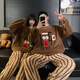 Gongdie Dachshund Couple Pajamas Autumn and Winter Coral Velvet Thickened Plus Velvet Men and Women Cute Cartoon Home Clothing Set H9991 2XL Women's Size Recommended Weight 140-160Jin Jin is equal to 0.5 kg