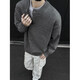 Zhiwei gray American Henry collar sweater men's autumn and winter high-end lazy style bottoming sweater cleanfit inner layer light gray XL
