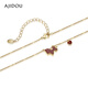 AJIDOU Ajidou Necklace Women's Shining Clavicle Chain Short Necklace Gold + Red 40.5cm 1 piece