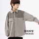 Middle and large children's casual campus shirt, classic, versatile, casual, long-sleeved, spring and autumn, light, breathable, comfortable and trendy, gray 120