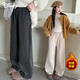 Disney Children's Autumn and Winter Wide Leg Pants Girls' Straight Pants Plus Velvet Thickened Women's Pants PBZPL3146 Dark Gray 160