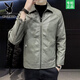 Playboy Leather Jacket Men's Autumn and Winter New Lapel Leather Jacket Trendy Slim Motorcycle Casual Korean Style Velvet PU Leather Jacket for Men 8898 Black Velvet L Recommended 110-125 Jin Jin equals 0.5 kg