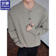 ROMON American retro Henry collar sweater for men in winter, high-end loose casual men's bottoming sweater for men, floral gray XL (approximately 120-135Jin Jin equals 0.5kg)