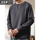 JEEP SPIRIT Jeep high-end heavyweight long-sleeved sweater men's winter loose sweater tough guy Henry collar bottoming shirt top warm classic coffee XL 135-150Jin Jin is equal to 0.5 kg